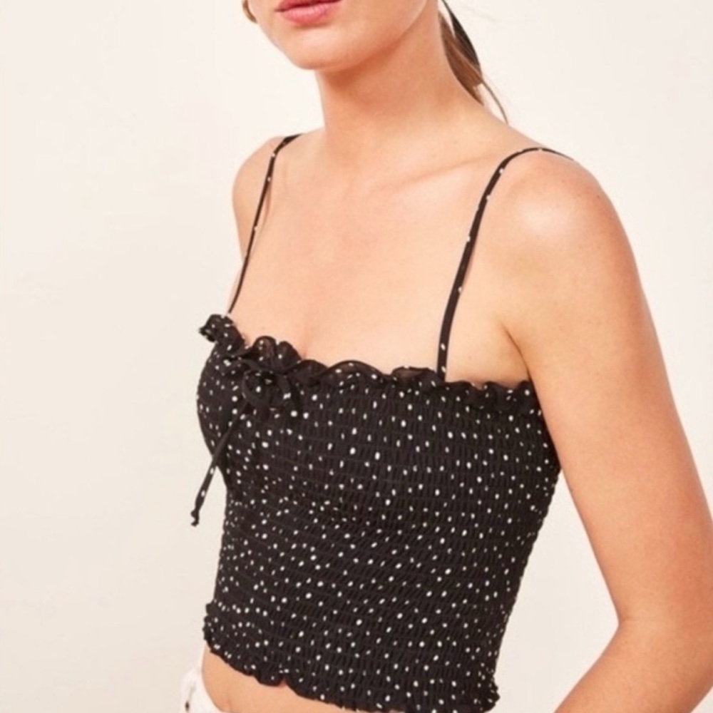 Reformation Carlotta Black Polka Dot Women's Top